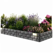 Hti-Living Beeteinfassung 340 x 29 cm 8 Stück Grau