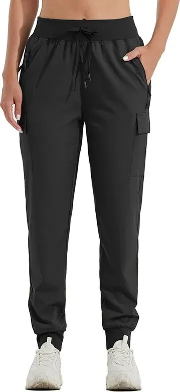 Willit Damen-Wander-Cargo-Höschen, leichtgewichtig, sportlich, Outdoor-Jogger, für Training, schnelltrocknend, casual, schwarz, XXL