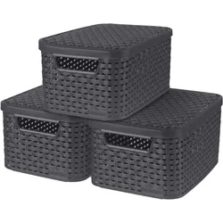Curver - 3-er Set STYLE Box S mit Deckel anthrazit   anthrazit