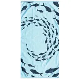 DecoKing Strandtuch groß 90x180 cm Baumwolle Frottee Velours Badetuch blau dunkelblau Shoal