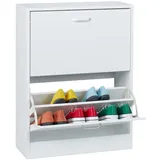 Relaxdays Schuhschrank, HxBxT: 79 x 24 cm, für 12 Paar, 2 Klappen, schmaler Schuhkipper, Flur Schuhkommode, weiß