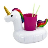 Oblique Unique® Aufblasbarer Getränkehalter Trinkhalter Flamingo Einhorn Donut Fußball Palme - wählbar - Cup Holder Mini Pool Spielzeug (Einhorn)