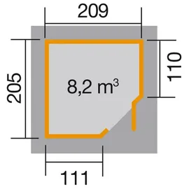 Weka Gartenhaus 229 2,09 x 2,05 m grau