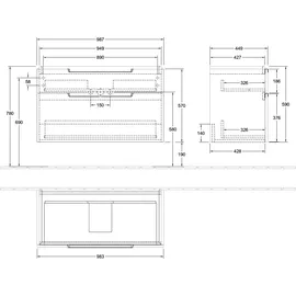 Villeroy & Boch Waschtischunterschrank 2 Auszüge 98,7 x 59 x 44,9 cm Braun