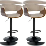 CLP Barhocker Vestal 2er Set 360° drehbar höhenverstellbar Walnuss/Creme