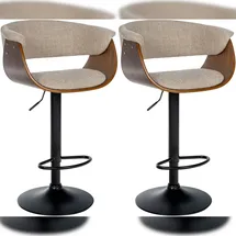 CLP Barhocker Vestal 2er Set 360° drehbar höhenverstellbar Walnuss/Creme