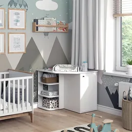 Vicco Wickelkommode Kristian Weiß, 85 x 86 cm Tür und offenen Fächern