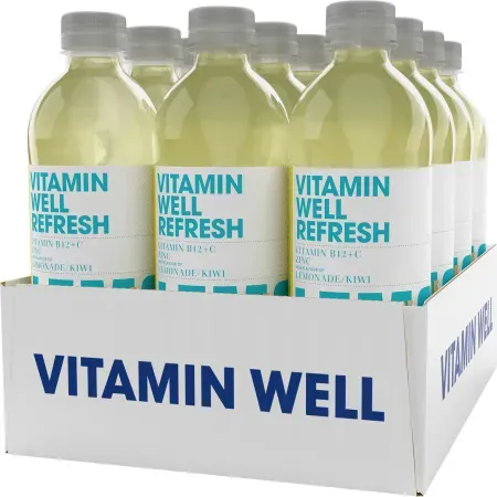 Vitamin Well Refresh Vitamin B12+C+Zink Erfrischungsgetränk Limonade/Kiwi Flasche 12x500ml