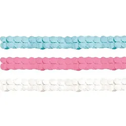 Amscan 999359 - Papiergirlande rosa, weiß, blau (4m, 3er Pack)