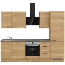 Nobilia ""Structura II"", braun (küche: eiche sierra, korpus: eiche sierra nachbildung, arbeitsplatte: beton schiefergrau nachbildung, B:270,3cm H:216,6cm T:60cm, Komplettküchen-Sets, vormontiert, Ausrichtung wählbar, Breite 270 cm, wahlw. mit E-Geräten