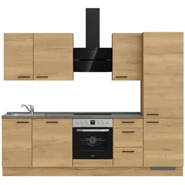 Nobilia ""Structura II"", braun (küche: eiche sierra, korpus: eiche sierra nachbildung, arbeitsplatte: beton schiefergrau nachbildung, B:270,3cm H:216,6cm T:60cm, Komplettküchen-Sets, vormontiert, Ausrichtung wählbar, Breite 270 cm, wahlw. mit E-Geräten