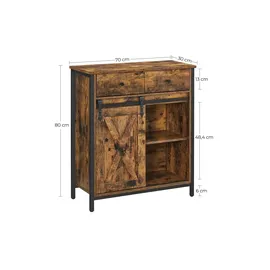 VASAGLE Sideboard 70 x 80 x 30 cm Braun/Schwarz