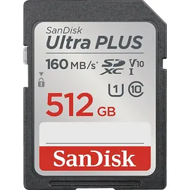 SanDisk Ultra® PLUS SDXCTM-UHS-I-Karte, SDXC Speicherkarte, 512 GB, 160 MB/s