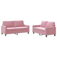 vidaXL Sofa 2-tlg. Sofagarnitur mit Kissen Rosa Samt, 1 Teile rosa