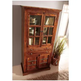 Massivmoebel24 Vitrine Akazie 95 x 50 x 195 cm Braun