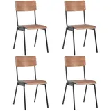 vidaXL 4X Sperrholz Massiv Esszimmerstuhl Stapelbar Schulstuhl Küchenstuhl Wohnzimmerstuhl Essstuhl Holzstuhl Lehnstuhl Stuhl Stühle Braun Stahl