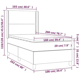 vidaXL Boxspringbett mit Matratze & LED Rosa 100x200 cm Samt