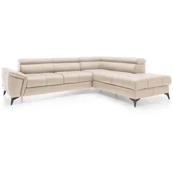 Ecksofa Mocca Leder Rosa