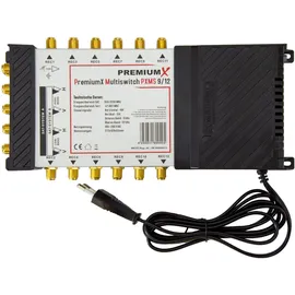 Premium X PremiumX PXMS 9/12 Multischalter mit Netzteil Multiswitch 2 SAT für 12 Teilnehmer Satverteiler Digital HDTV FullHD 4K UHD 8K