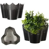 Kadax Spitzen-Blumentopf aus Kunststoff, 24 cm, Dreifach, Grafit