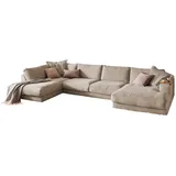 KAWOLA Wohnlandschaft U-Form Madeline Cord Longchair rechts taupe