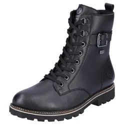 Winterboots REMONTE, Damen, Gr. 38, schwarz, Leder, klassisch, Schuhe, Blockabsatz, Schnürboots, Outdoorschuh mit Zierschnalle