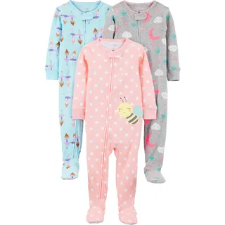 Simple Joys by Carter's Baby Mädchen 3-Pack Snug Fit Footed Cotton Pajamas Kleinkindschläfer, Ballerina/Bienen/Mond, 5 Jahre (3er Pack) - 5 Jahre