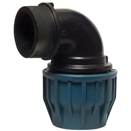 Jason Winkel 90° PP 25 mm x 1 Klemm x Innengewinde 16bar Schwarz/Blau DVGW/KIWA/WRAS/SVGW