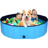 Famanu Hundepool - Faltbar, Tragbar, Antirutsch - PVC (80 x 20 cm)