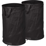 Relaxdays 2er Set, Pop Up Gartensack, 3 Griffe, UV-beständig, wasserdicht, schwarz, 72 x 45 cm