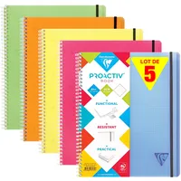 Clairefontaine 5x Fresh PROACTIV'BOOK 22,5x29,7 cm, 80 Bl kariert