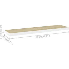 vidaXL Wandregal 120 x 23,5 x 3,8 cm Weiß