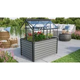 Vitavia Hochfrühbeet Gaia Jumbo ESG 4 mm Granit-Schwarz 83 cm x 122 cm x 135 cm