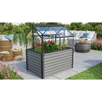 Vitavia Hochfrühbeet Gaia Jumbo ESG 4 mm Granit-Schwarz 83 cm x 122 cm x 135 cm
