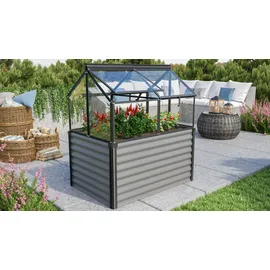 Vitavia Hochfrühbeet Gaia Jumbo ESG 4 mm Granit-Schwarz 83 cm x 122 cm x 135 cm