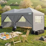 Quictent Pavillon 3x6m Faltpavillon mit 6 Seitenwänden, Pop up Gartenpavillon mit Rollentasche, Partyzelt 3x6 wasserdicht stabil, für Party im Freien, Hochzeiten, Fest, UV 50+,Grau