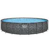 BESTWAY APX365TM Frame Pool-Set Ø 671 x 132 cm inkl. Sandfilteranlage, Abdeckplane und Poolleiter