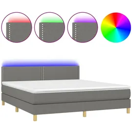 vidaXL Boxspringbett mit Matratze & LED Dunkelgrau 180x200 cm Stoff