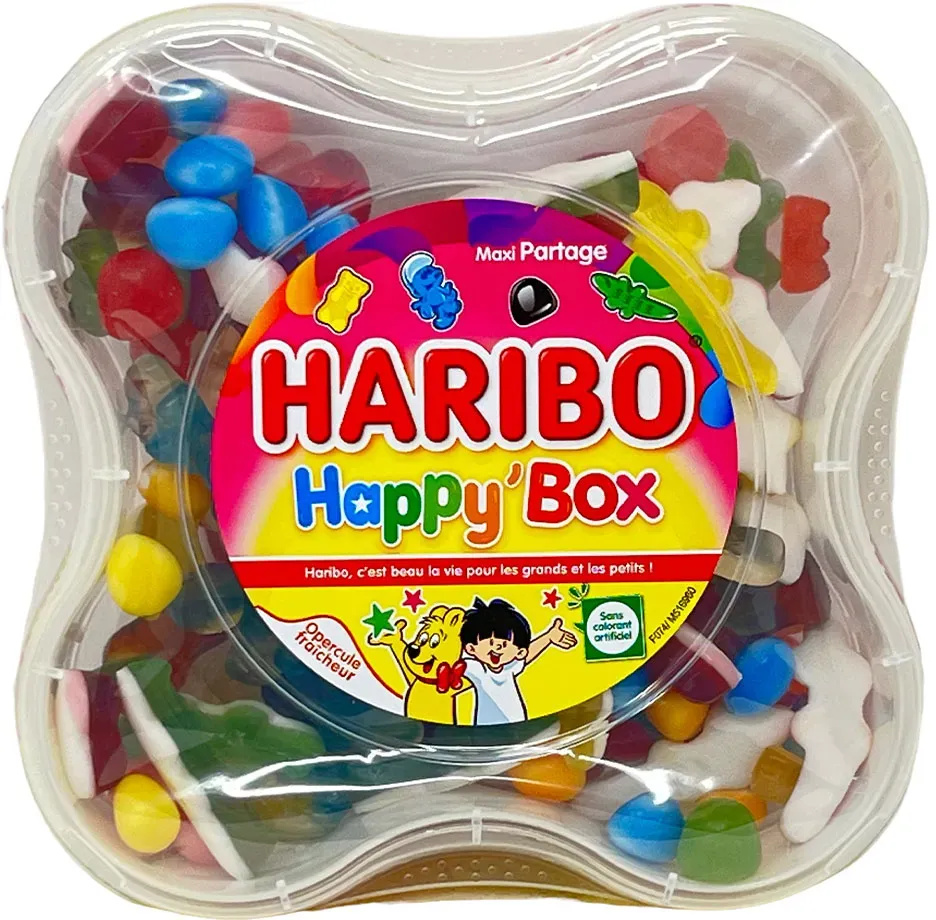 Haribo Happy Box: Bunte Vielfalt aus Frankreich - 600g Süßigkeitenmischung