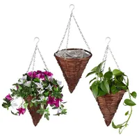 Relaxdays Blumenampel 30 x 25 cm Braun Komplettset