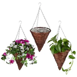 Relaxdays Blumenampel 30 x 25 cm Braun Komplettset