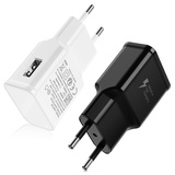 USB Ladegerät Schnellladegerät, 2er-Pack 15W Ladeadapter, USB Netzstecker Ladeset Handy, Adapter Steckdose USB Kompatibel für Samsung Galaxy S21/S20/S10/S9/S8/Note 8 9 10 20/A50/A52 5G(Schwarz+Weiß)