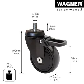 Wagner 360° - 3C - - 75 mm, soft, Kugellager, Gewindestift 10x16 mm, Tragkraft 75 kg - 01237766