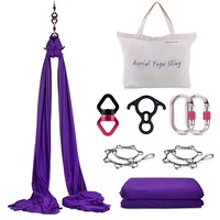 WWahuayuan 10 m Premium Aerial Silks Equipment Yoga Pilates Swing Aerial Yoga Anti Schwerkraft Hängematte Trapez für akrobatischen Tanz, Air Yoga, Aerial Yoga Hängematte (Dunkelviolett)