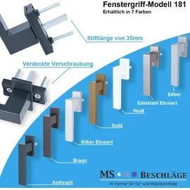 MS Beschläge Fenstergriff Rasterolive Fensterolive Aluminium 45° Rasterung exklusives Design Gold