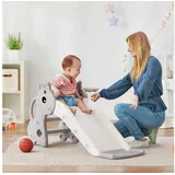 BlingBin Indoor-Rutsche Kinder Rutsche Kinderrutsche mit Basketballkorb und Basketball, (1er Set, 4-tlg., 3-in-1 Rutsche 106cm x 51,5cm x 52cm), Kleinkinderrutsche Gartenrutsche Rutsche für Kinder 1 bis 3 Jahre grau