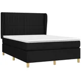 vidaXL Boxspringbett mit Matratze Schwarz 140x200 cm Stoff