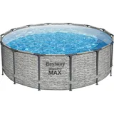 BESTWAY Steel Pro Max Frame Pool Set 427 x 122 cm steinwandoptik inkl. Filterpumpe