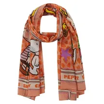 Codello Peanuts Halstuch Damen Orange, 140x140cm, 100% Polyester, dünnes Tuch mit Peanuts Print - Size: 100 x 180 cm