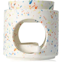 Zweipappel Duftlampe aus Keramik mit Teelichthalter | Aromalampe | Duftöl und Duftwachs diffusor | H*11cm ø10cm Abnehmbare Schale | Gerillte Oberfläche | (Bunt)